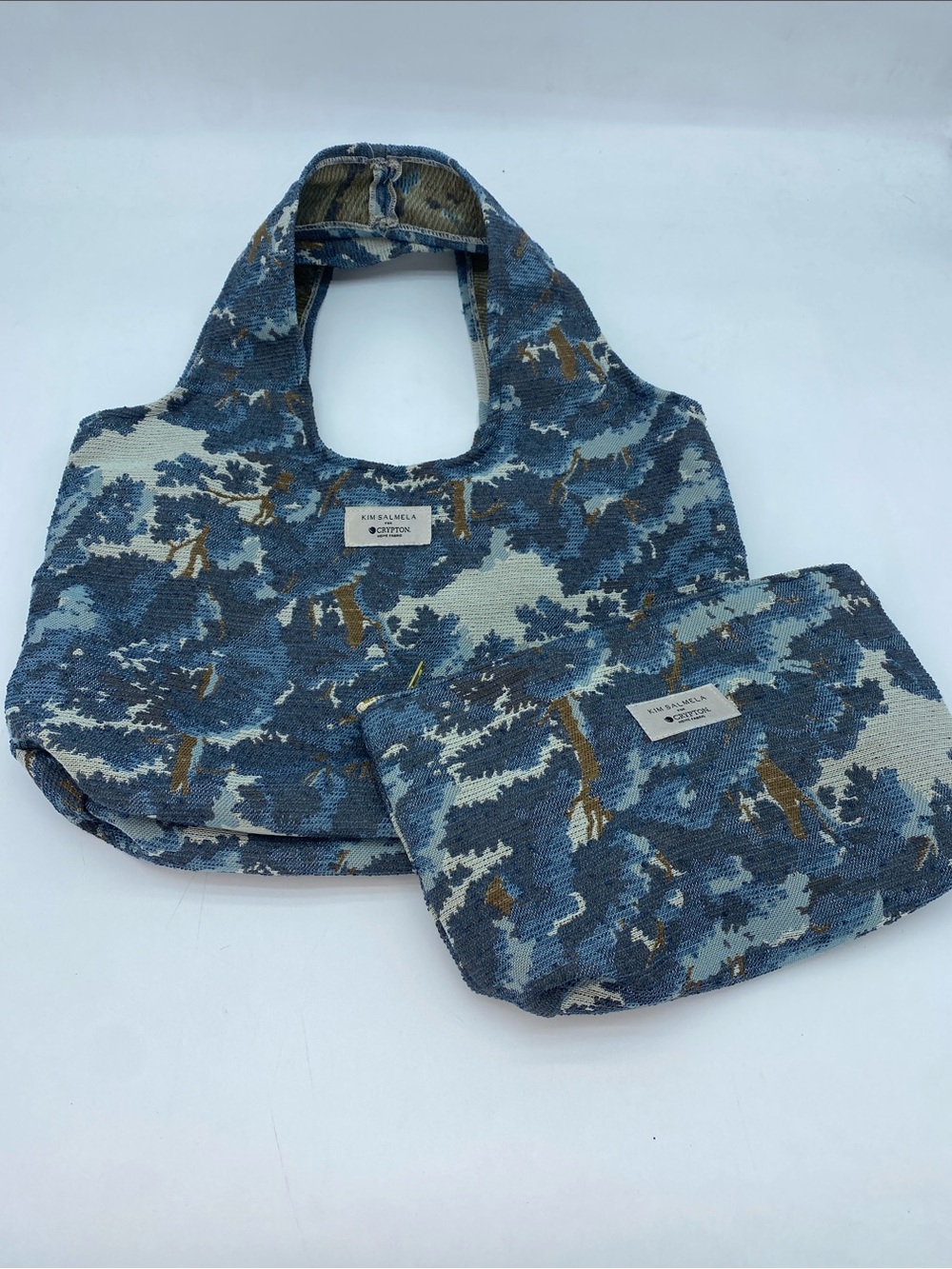 Blue Tapestry Tote and Pouch Set